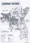 Mapka pokazuje rozmieszczenie  starych cmentarzy w Gminie Nowe